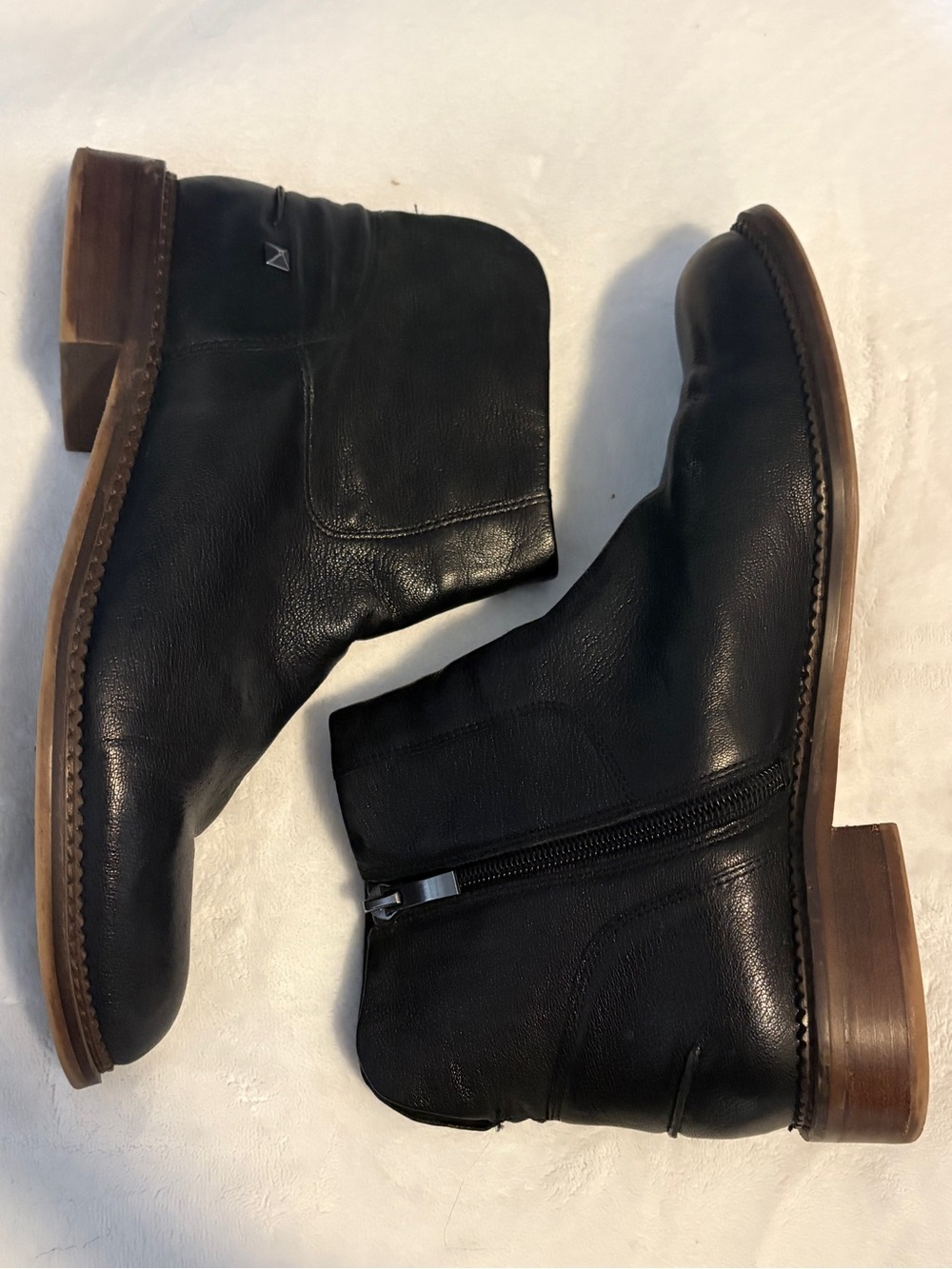 Franco Sarto Black Leather Chukka Boots with Side Zip